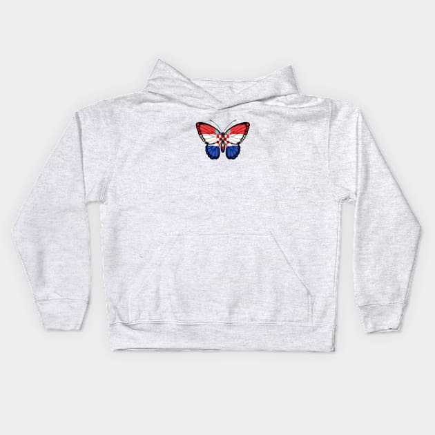 Croatian Flag Butterfly Kids Hoodie by jeffbartels